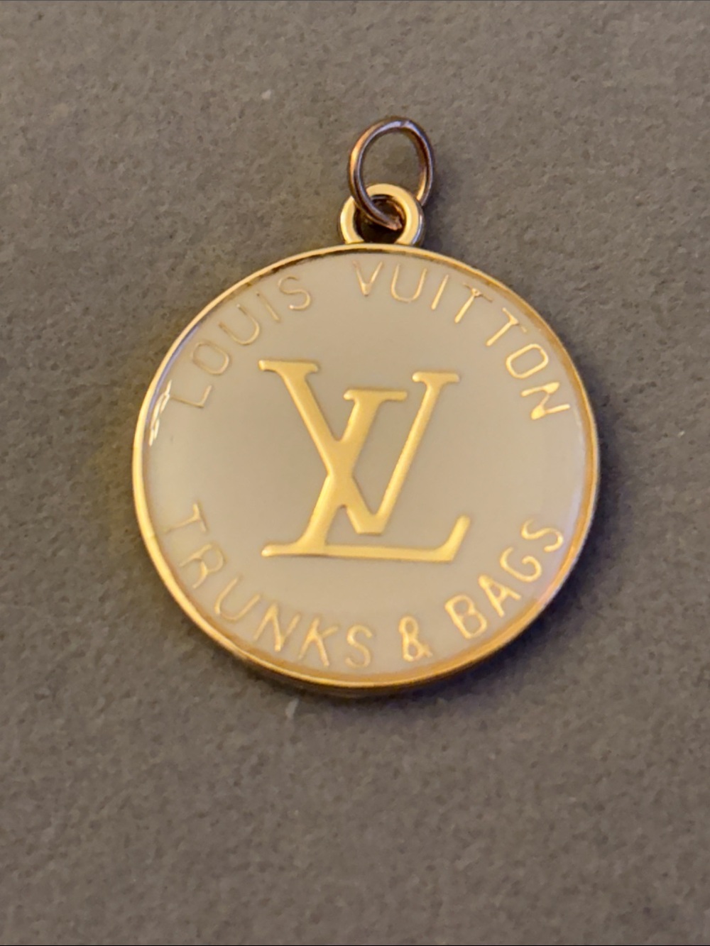 Cream and Gold Round Pendant Charm